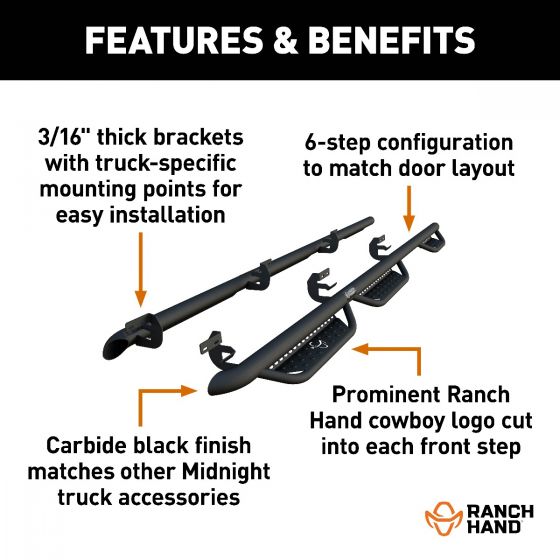 Product of Ranch Hand Mrsd101c6b6s Nerf Bar - Truck Wheel To Wheel