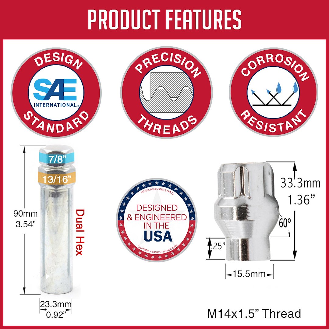 Product of Coyote Wheel Accessories 22K848 ET Shank 14x1.5 Lug Nut