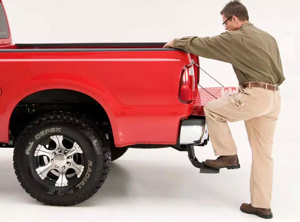 Product of Amp Research 75306-01A Black Powder Coated Aluminum Truck Step