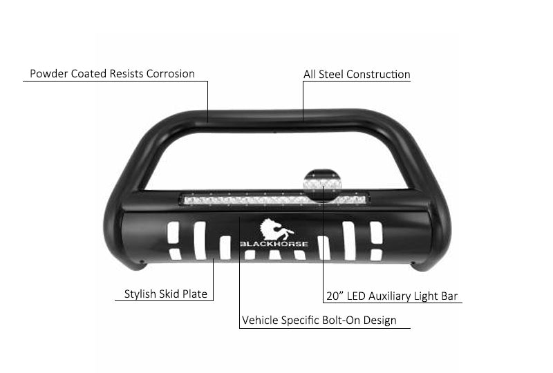 Product of Black Horse Offroad BE-FOF2B Bull Bar  with skid plate