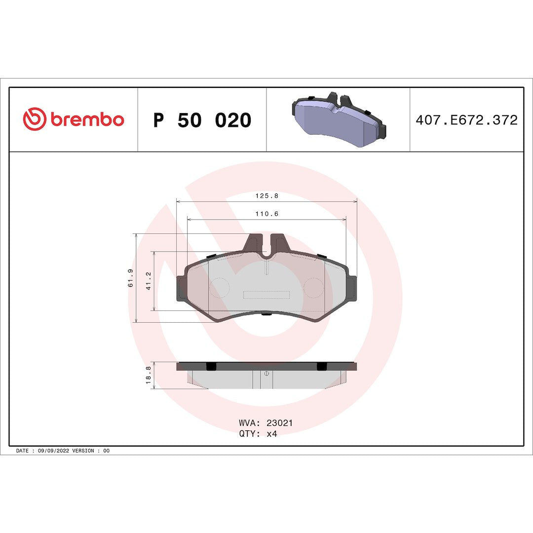Brembo P50020 Brake Pad||p50020_Drw.Jpg||88||brmp50020||1753336