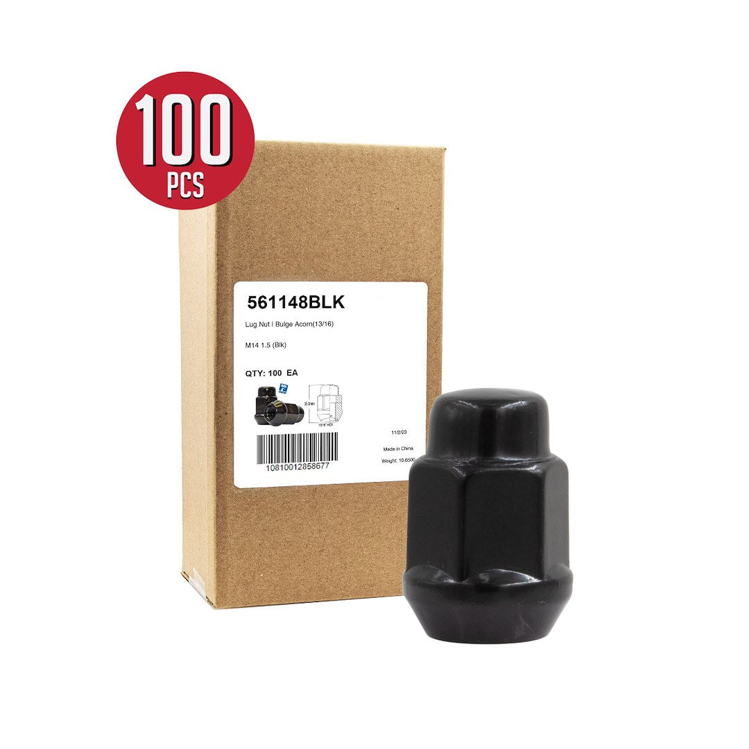 Product of Coyote Wheel Accessories 561148BLK 60 Degree Conical Bulge 14x1.5 Lug Nut