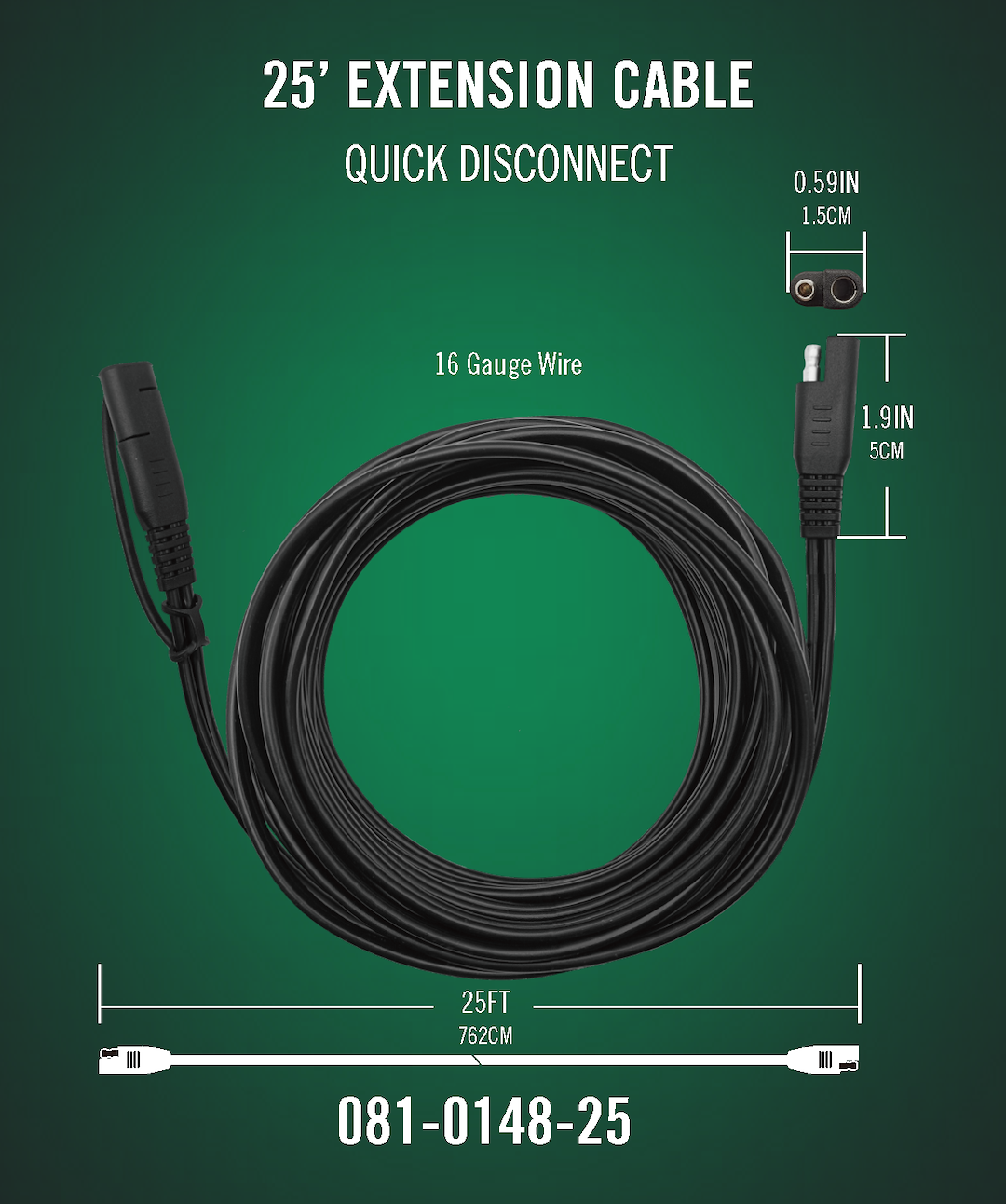 Battery Tender 081-0148-25 Battery Charger Cable Extension||081-0148-25 25 Extension Cable Item Drawing 20241018.Png||86||b72081014825||1682833