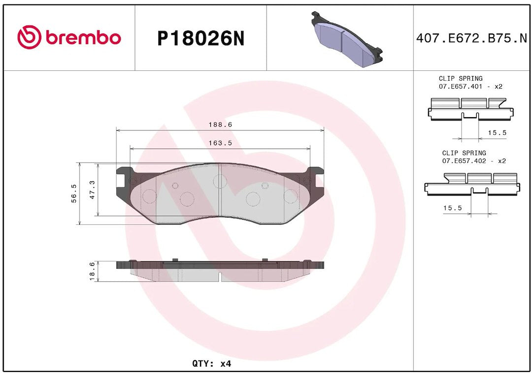Brembo P18026n Brake Pad||p18026n_R.Jpg||86||brmp18026n||2091666