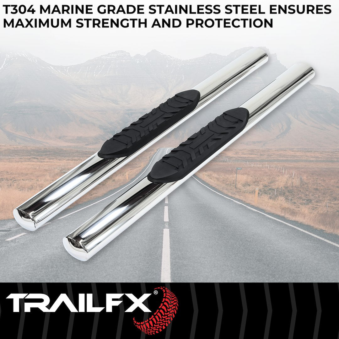 Product of TrailFX A1556S TFX 4" Oval Tube Side Steps Nerf Bar With Surface Steps
