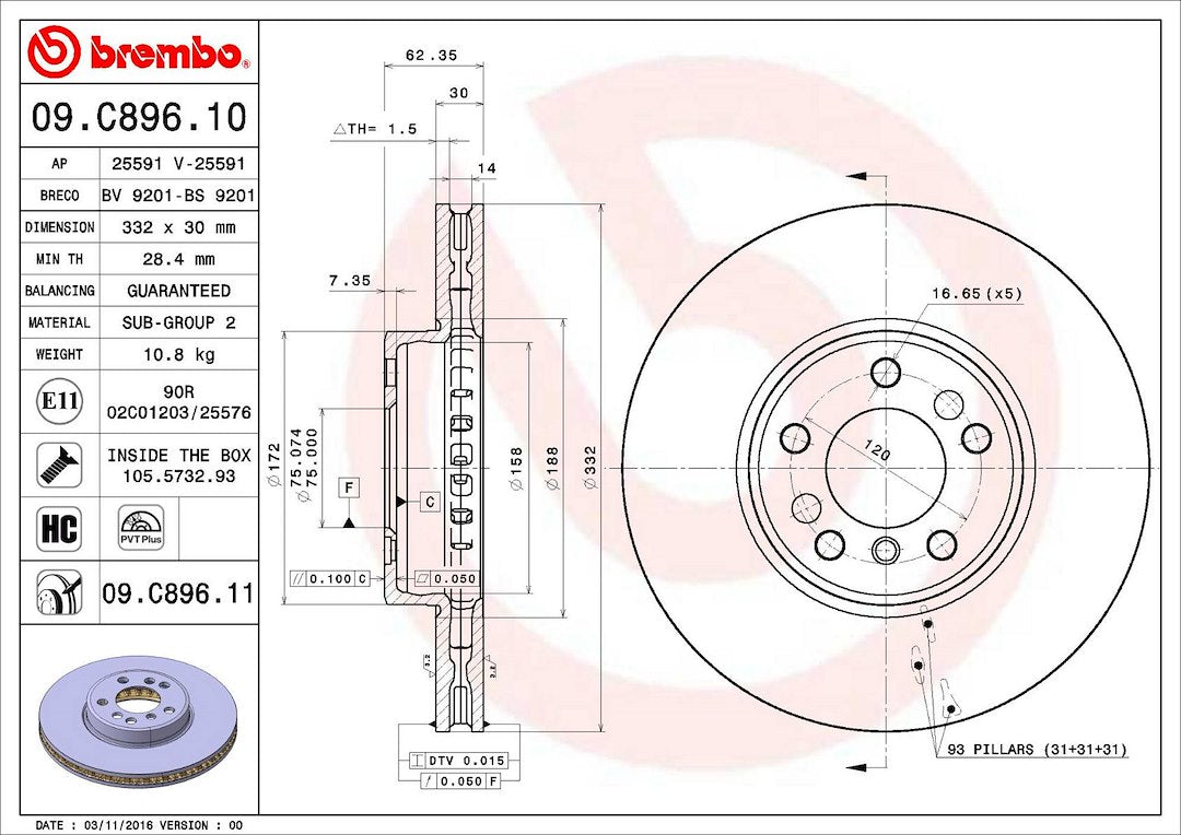 Brembo 09c89611c02 Brake Rotor||09.C896.11_2.Jpg||87||brm09c89611||1353999
