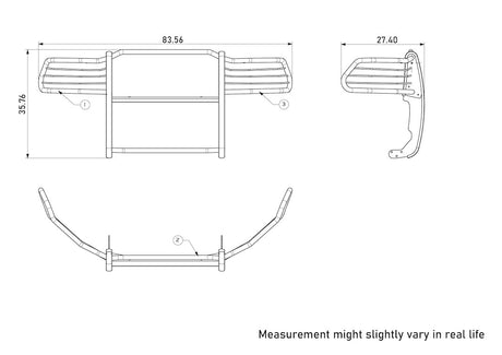 Product of Black Horse Offroad 17DG109MA Grille Guard Modular Black Powder Coated