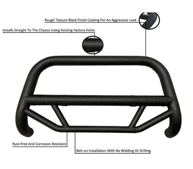 Product of Black Horse Offroad MBT-MT0312 Bull Bar Black Textured 2-1/2 Inch No with skid plate