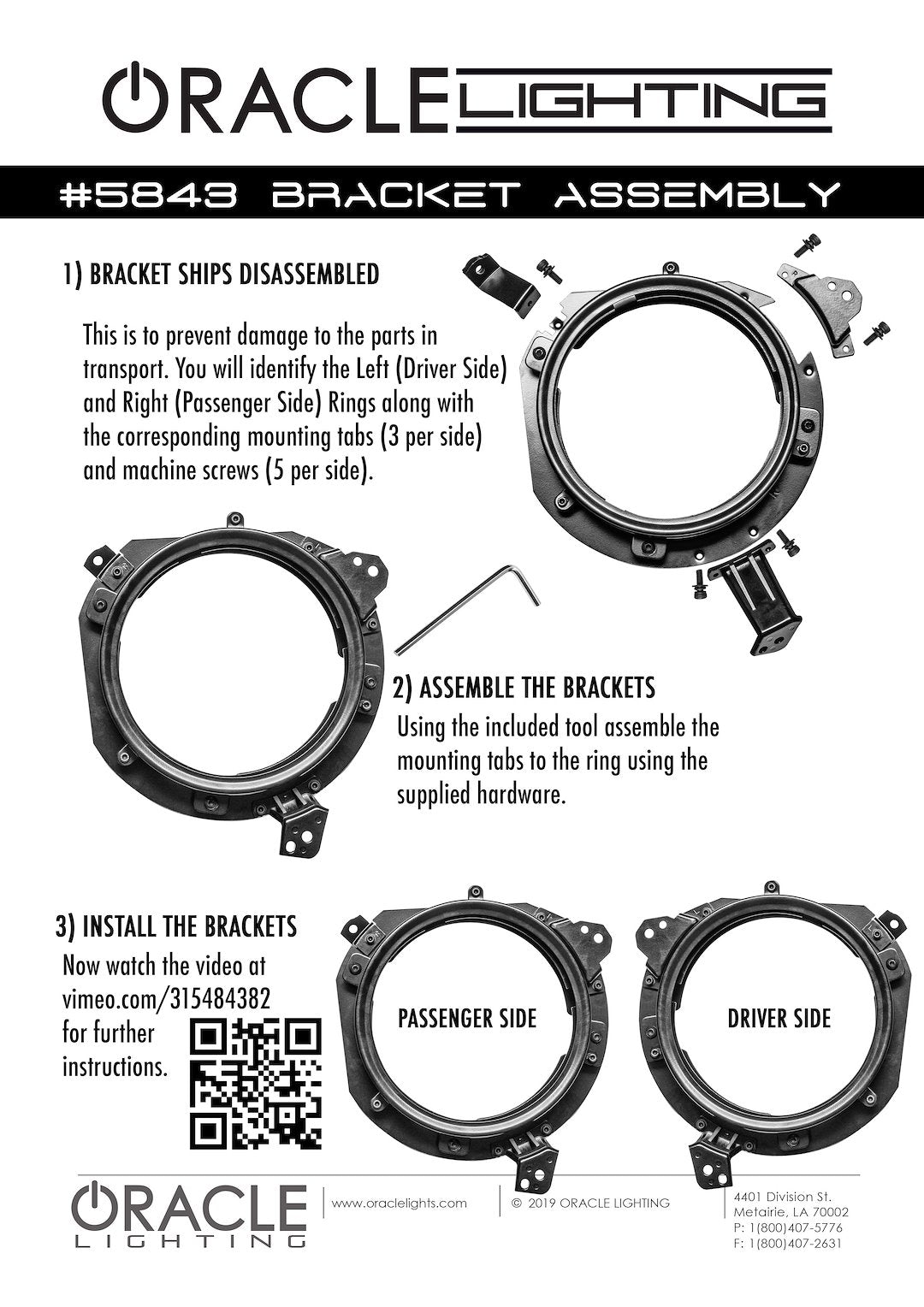 Oracle Lighting 5843-504 Headlight Mounting Kit||||88||o375843504||1911041