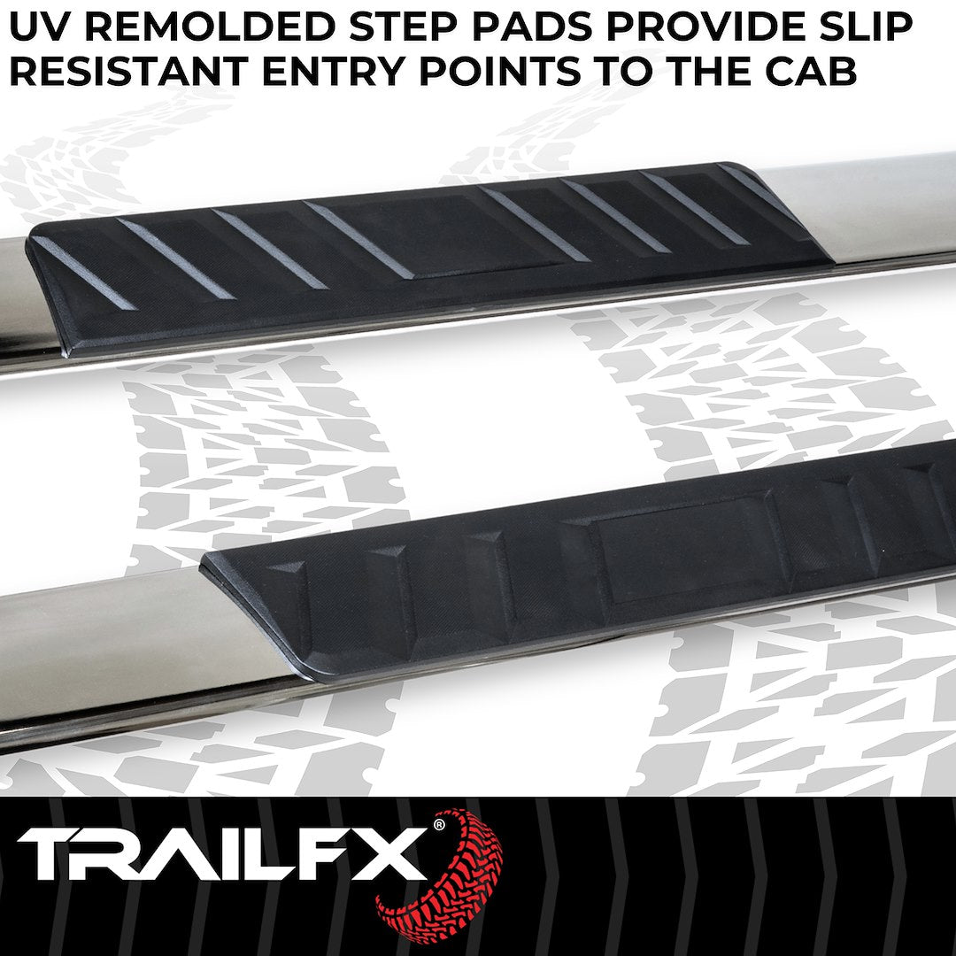 Product of TrailFX A4015S TFX 4" Trapezoid Side Steps Nerf Bar With Surface Steps