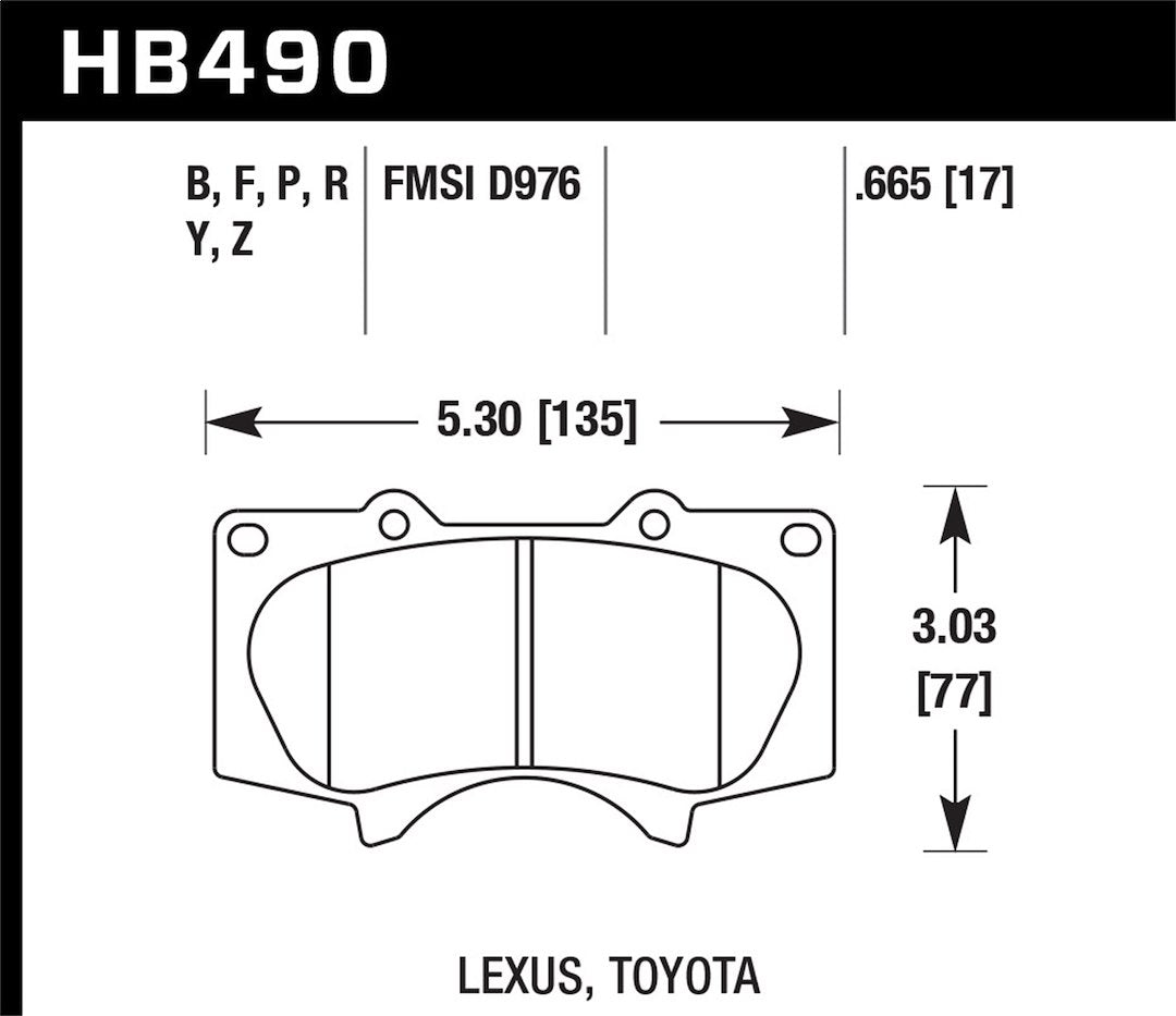 Hawk Performance Hb490y.665 Brake Pad||hb490.Jpg||86||h27hb490y665||1270419