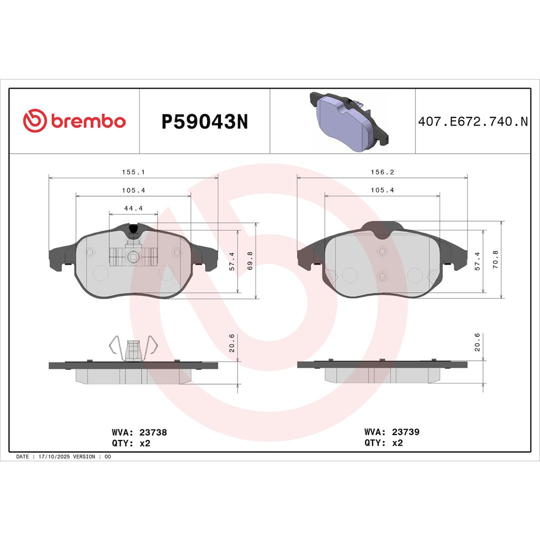 Brembo P59043n Brake Pad||p59043n_Drw.Jpg||87||brmp59043n||1753859