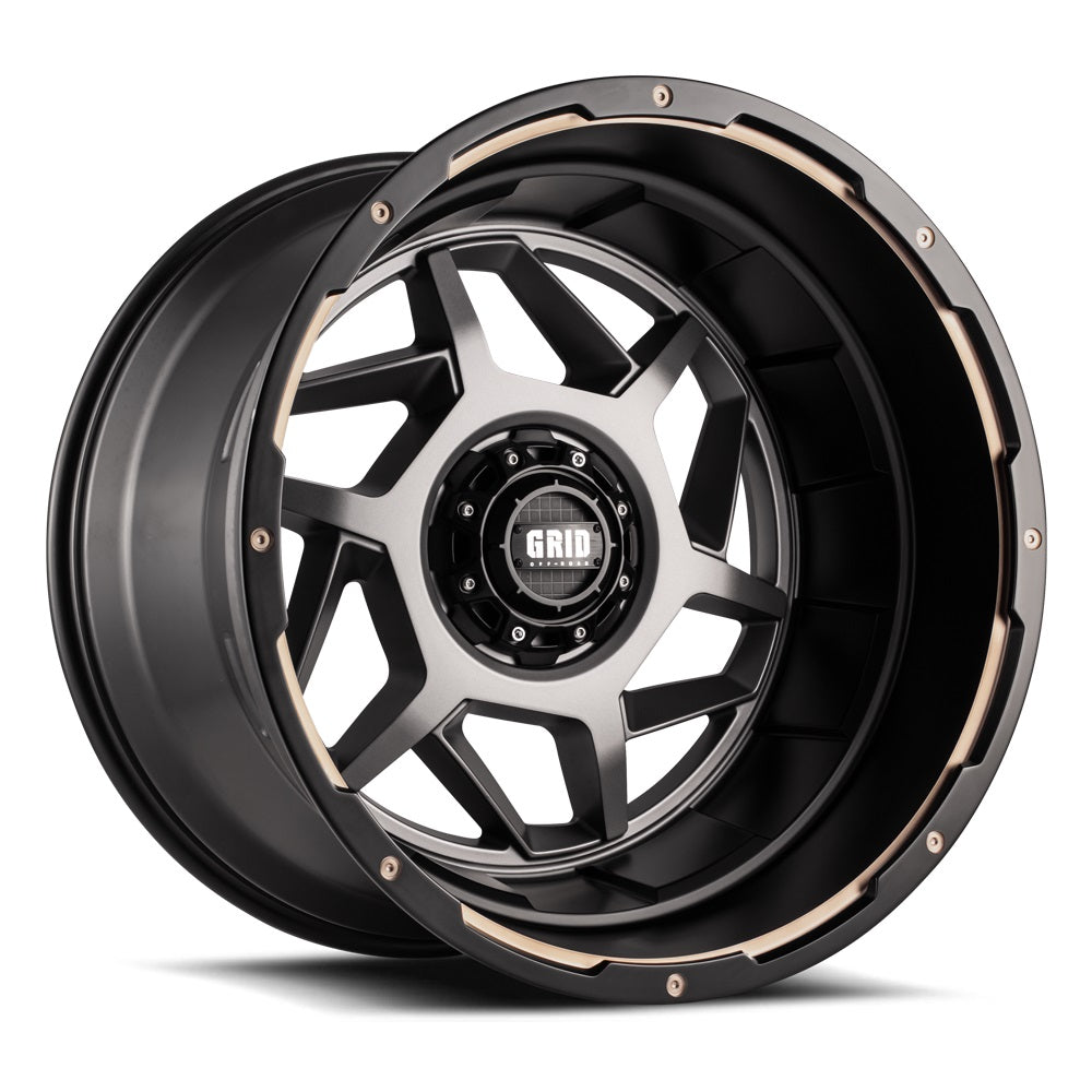 Product of Grid Wheels 22x12 Anthracite With Black Lip Wheel - 6x5.31 Bolt Pattern