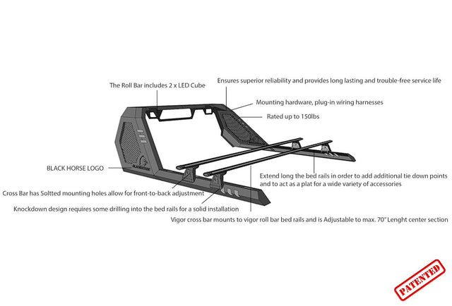 Product of Black Horse Offroad VRCB6409B-G  Truck Bed Bar