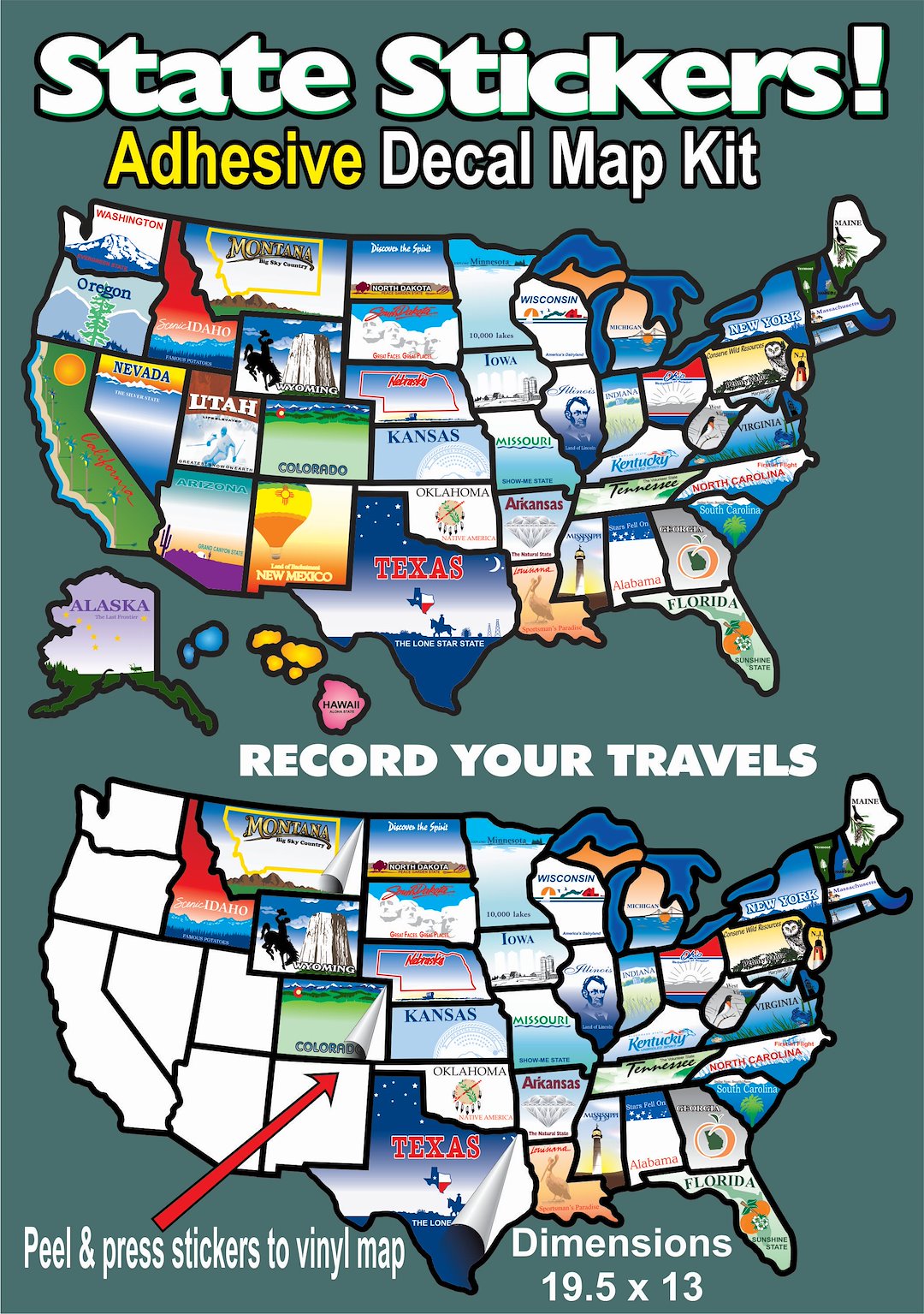 Product of State Sticker Statestickermap Travel Map Sticker