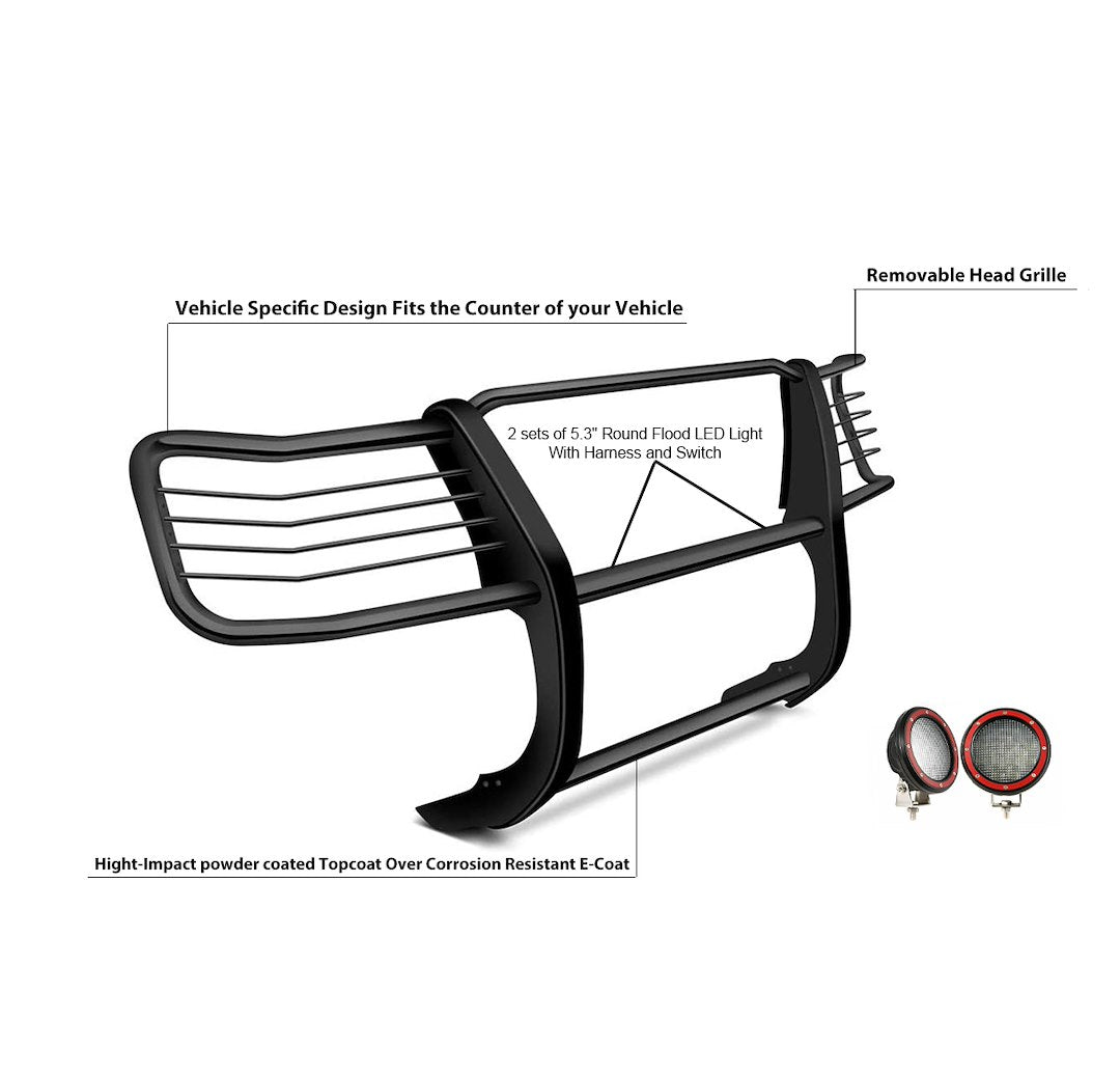 Product of Black Horse Offroad 17FB26MA-PLFR Grille Guard