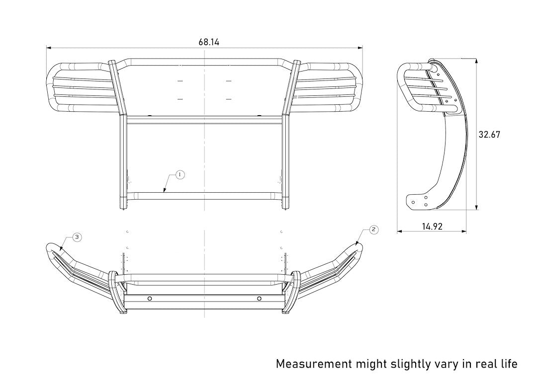 Black Horse Offroad 17a112100ma-Plfr Grille Guard||||95||blk7a112100fr||2007379