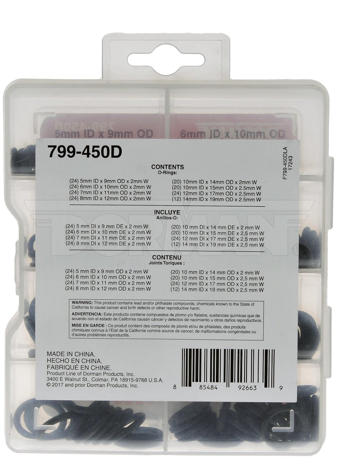Dorman (Oe Solutions) 799-450d O-Ring Assortment||799-450d-002.Jpg||87||d18799450d||1021123