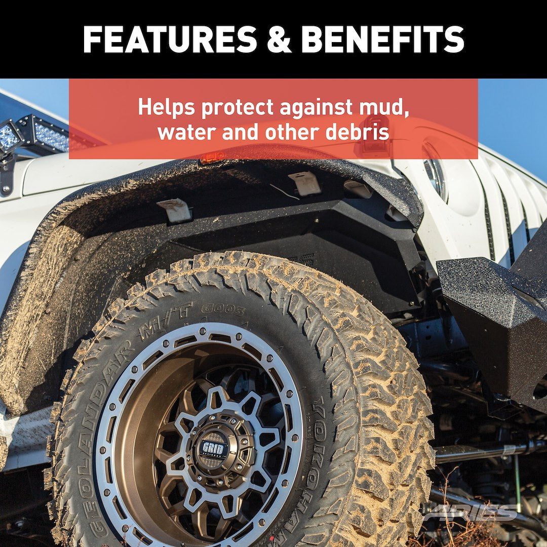 Product of Aries 1500550 Powder Coated Black Aluminum Fender Well Liner