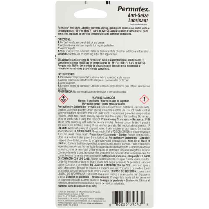 Product of Permatex 81343 Anti Seize Lubricant