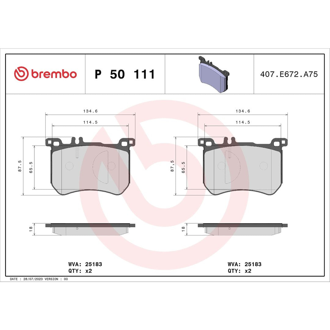 Brembo P50111 Brake Pad||p50111_Drw.Jpg||87||brmp50111||1753595