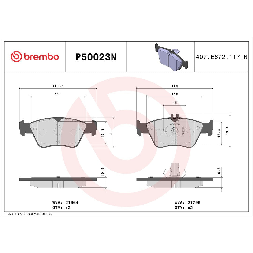 Brembo P50023n Brake Pad||p50023n_Drw.Jpg||87||brmp50023n||1754621