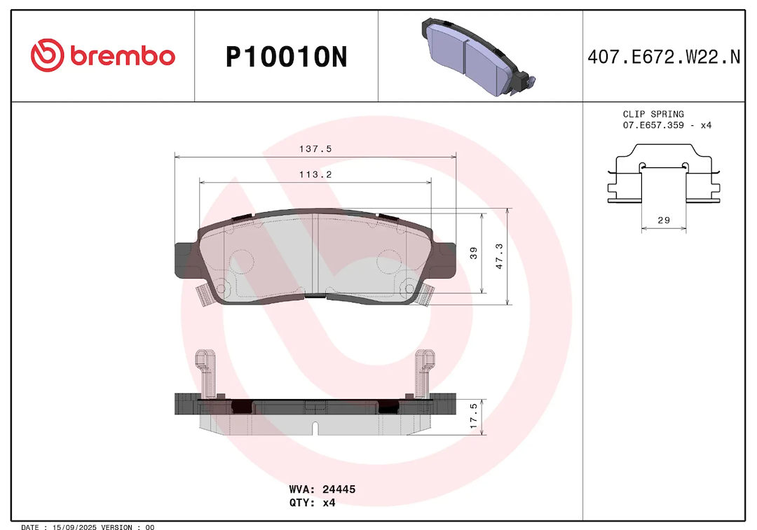 Brembo P10010n Brake Pad||p10010n_1.Png||86||brmp10010n||2104486