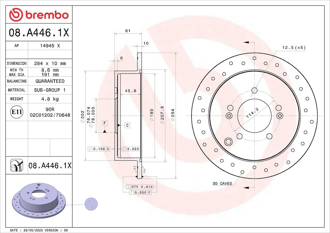 Brembo 08a4461xc02 Brake Rotor||08a4461xc02_3.Jpg||88||brm08a4461x||1684131