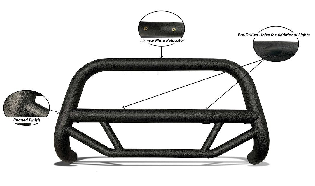 Product of Black Horse Offroad MBT-MT0312 Bull Bar Black Textured 2-1/2 Inch No with skid plate