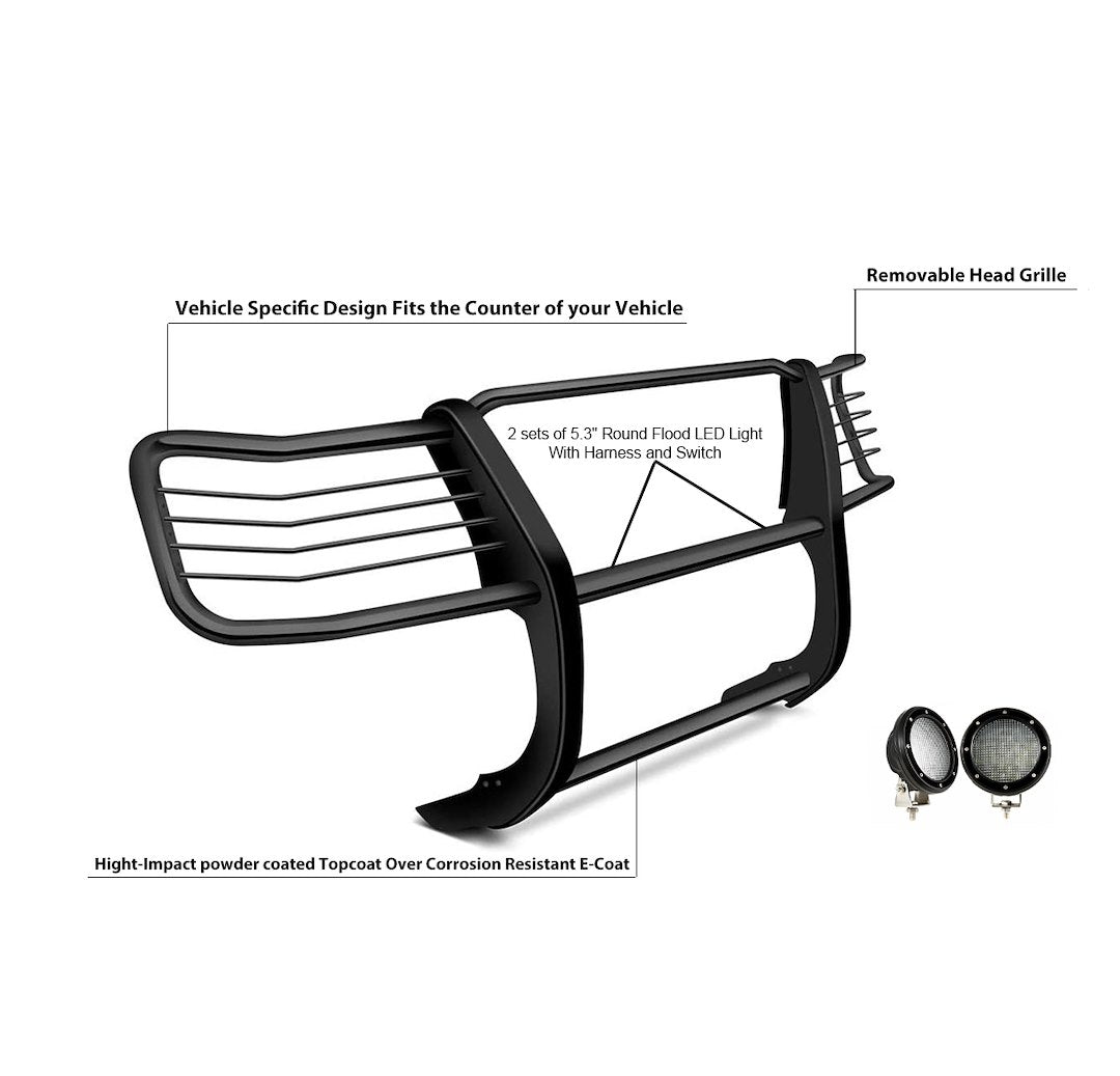 Product of Black Horse Offroad 17GT26MA-PLFB Grille Guard