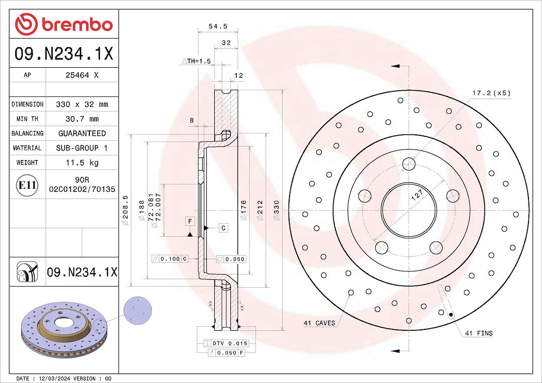 Brembo 09n2341xc02 Brake Rotor||09n2341xc02.Jpg||85||brm09n2341x||1684421