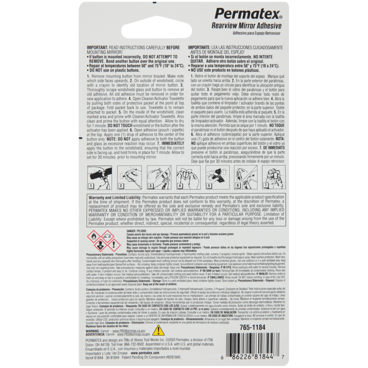 Product of Permatex 81844 Interior Rear View Mirror Adhesive