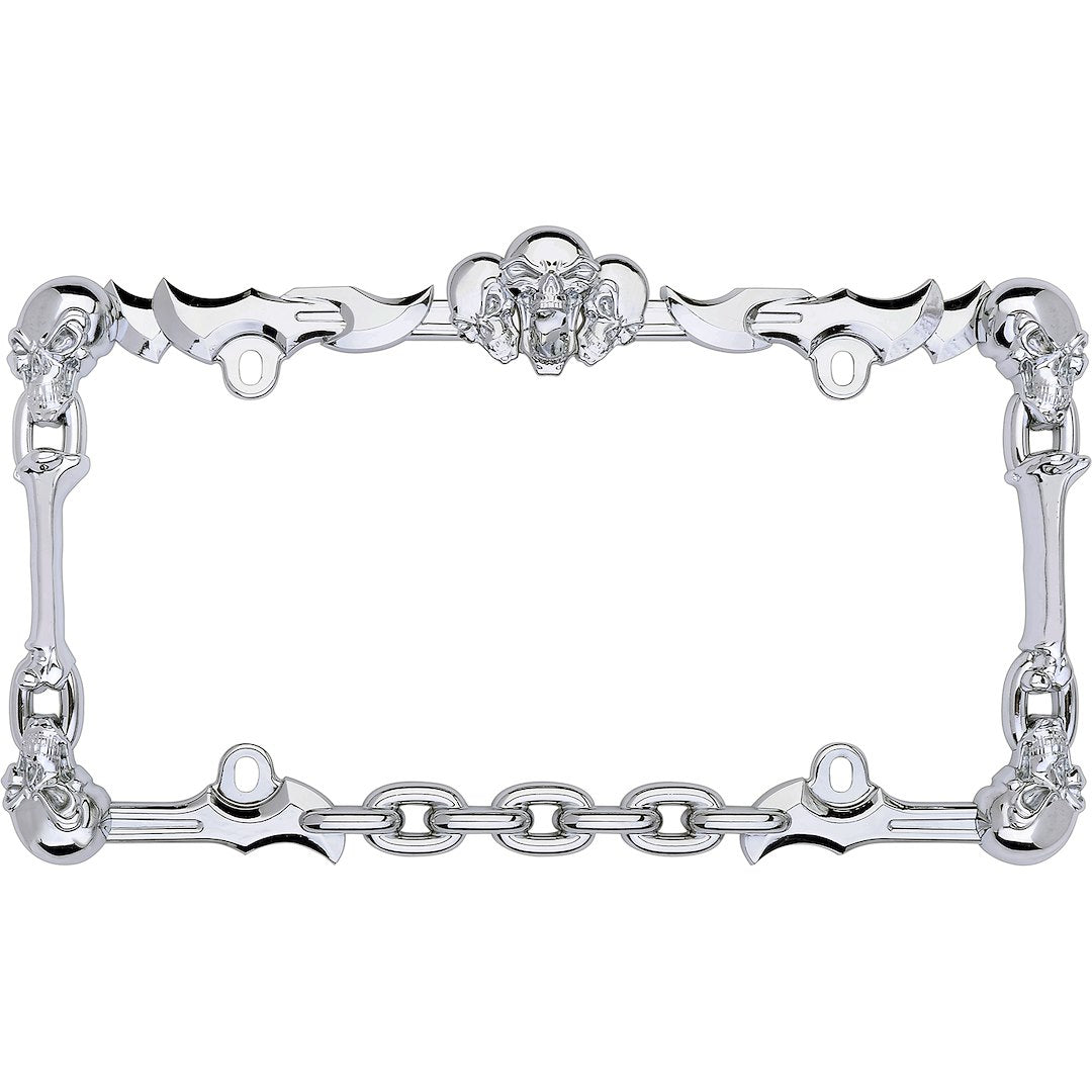 Cruiser 25231 License Plate Frame||25231_Main-Skull-And-Bone_Chrome-Outpack.Jpg||85||c3425231||1028142