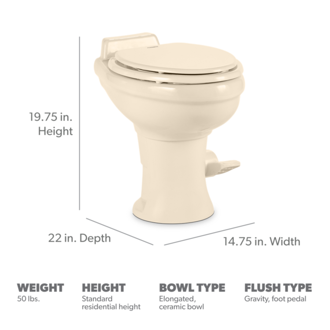 Product of Dometic 302320083 Permanent Full Bowl Flush Toilet , 18-1/4 Inch