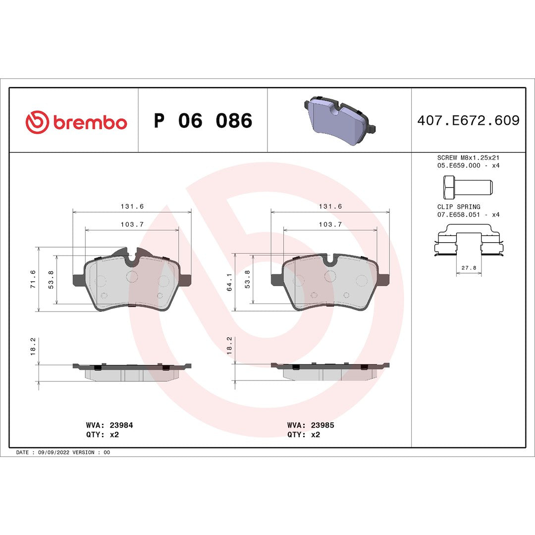 Brembo P06086 Brake Pad||p06086_Drw.Jpg||88||brmp06086||1752488