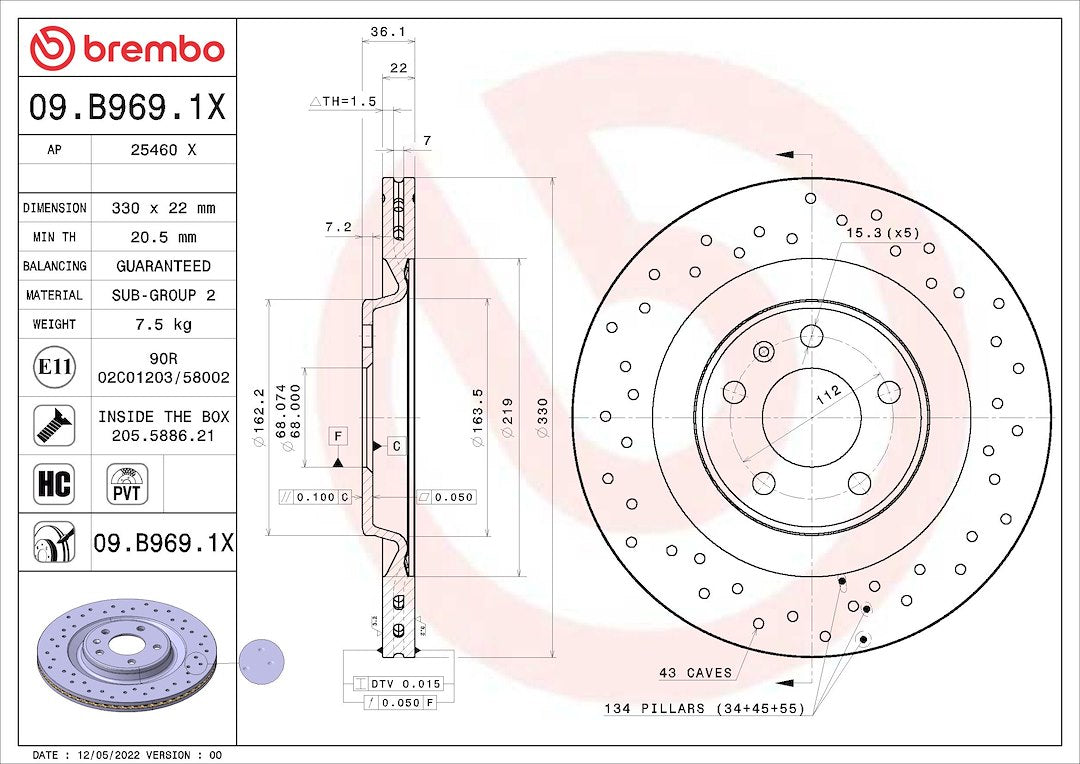 Brembo 09b9691xc02 Brake Rotor||09b9691xc02.Jpg||85||brm09b9691x||1684254