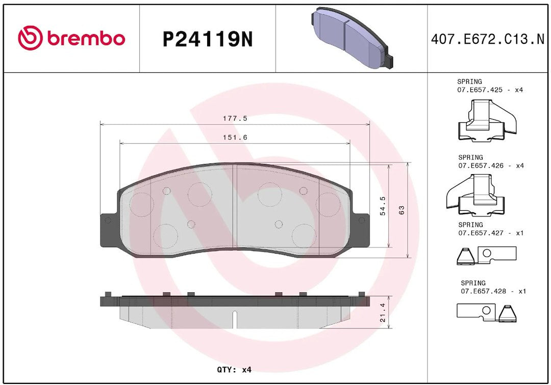 Brembo P24119n Brake Pad||p24119n_R.Jpg||86||brmp24119n||2091684