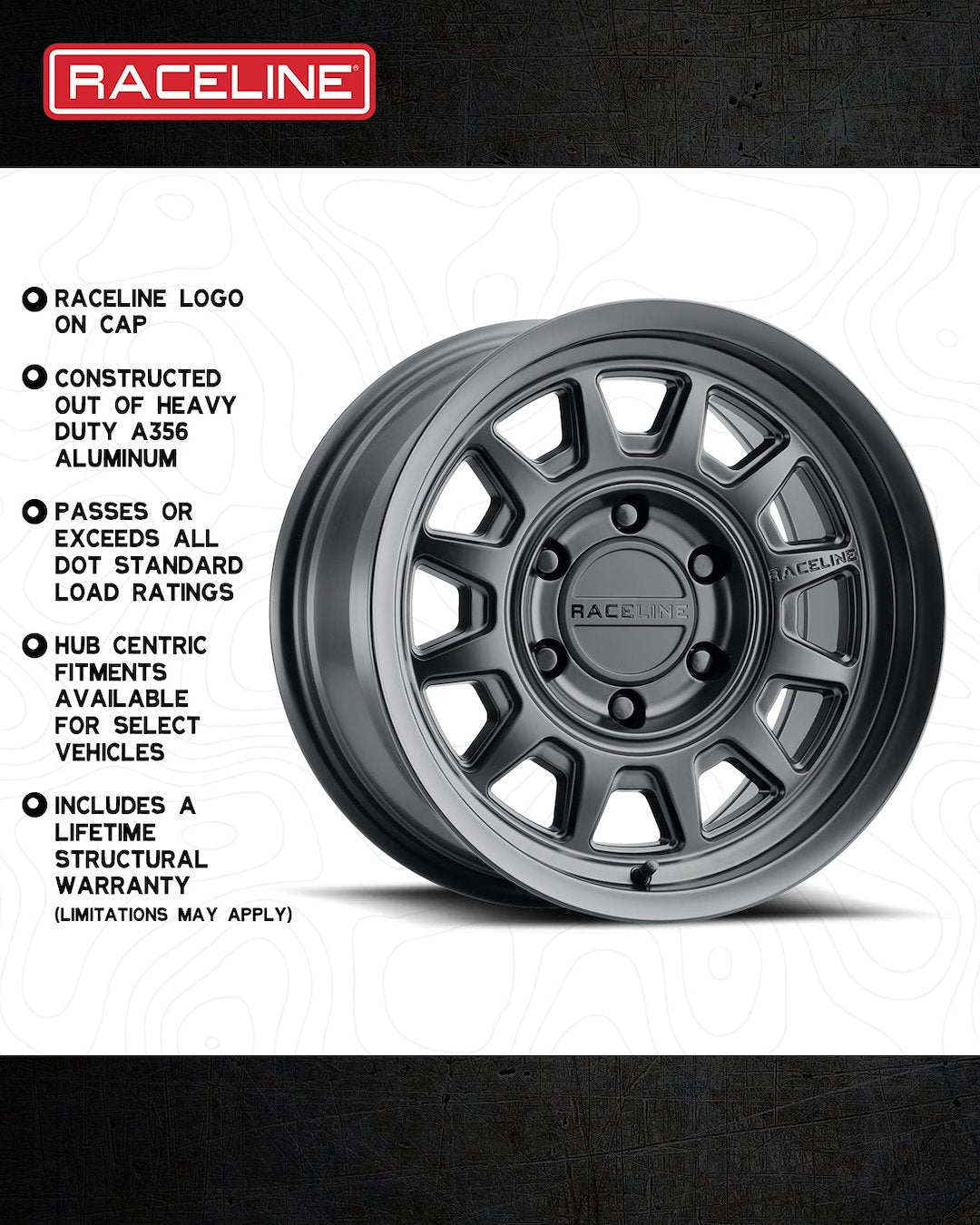 Product of Raceline 17x9 Black Wheel - 5x5.00 Bolt Pattern