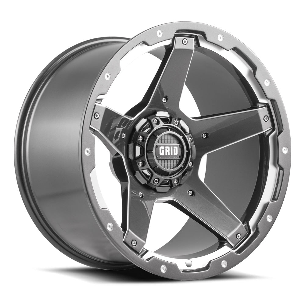 Product of Grid Wheels 18x9 Black With Natural Accents Wheel - 5x5.90 Bolt Pattern