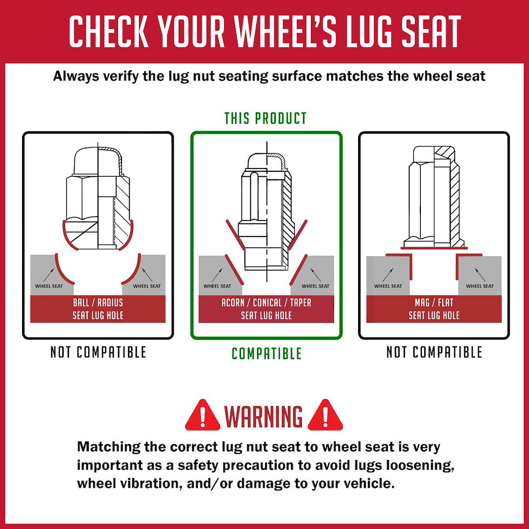 Product of Coyote Wheel Accessories 671145BLK 60 Degree Conical 12x1.5 Lug Nut