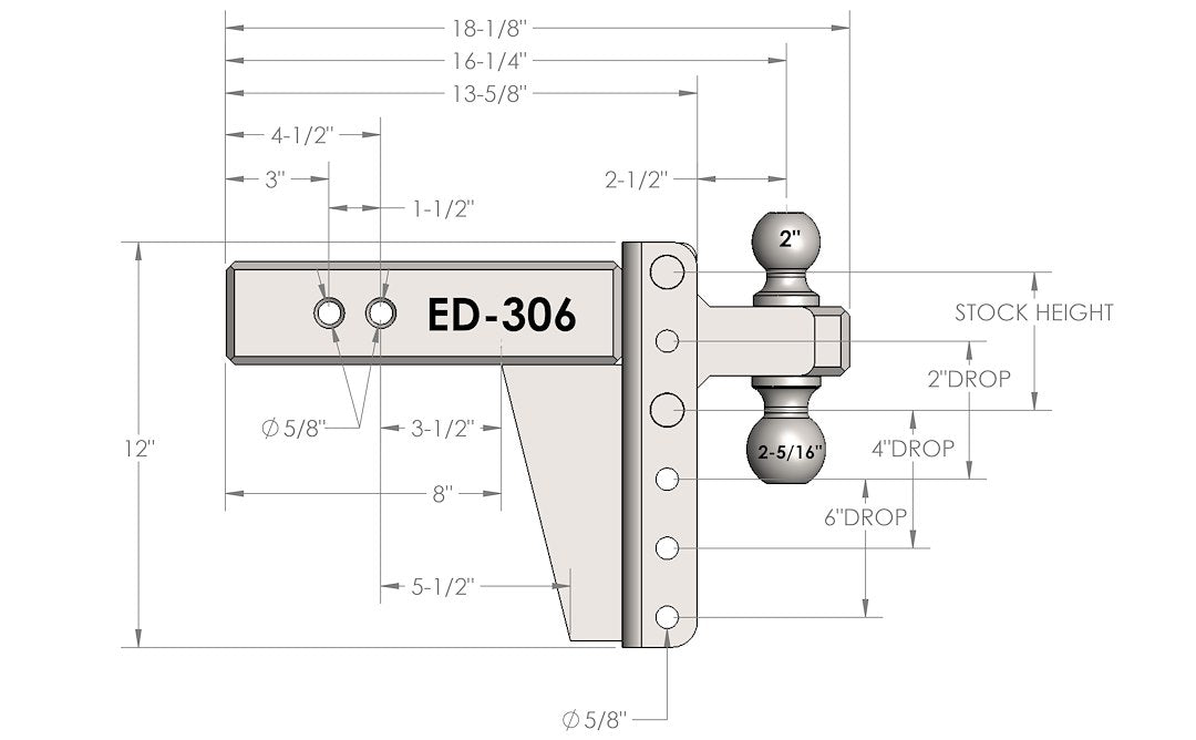 Bulletproof Hitches Ed306 Trailer Hitch Ball Mount||ed306 (2).Jpg||93||bphed306||1436240