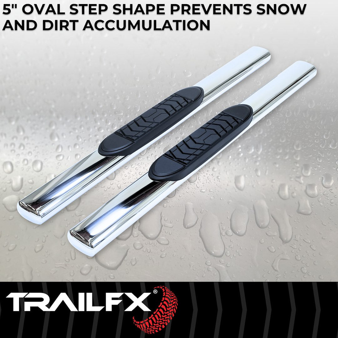 Product of TrailFX A7036S TFX 5" Oval Straight Side Bars Nerf Bar With Surface Steps