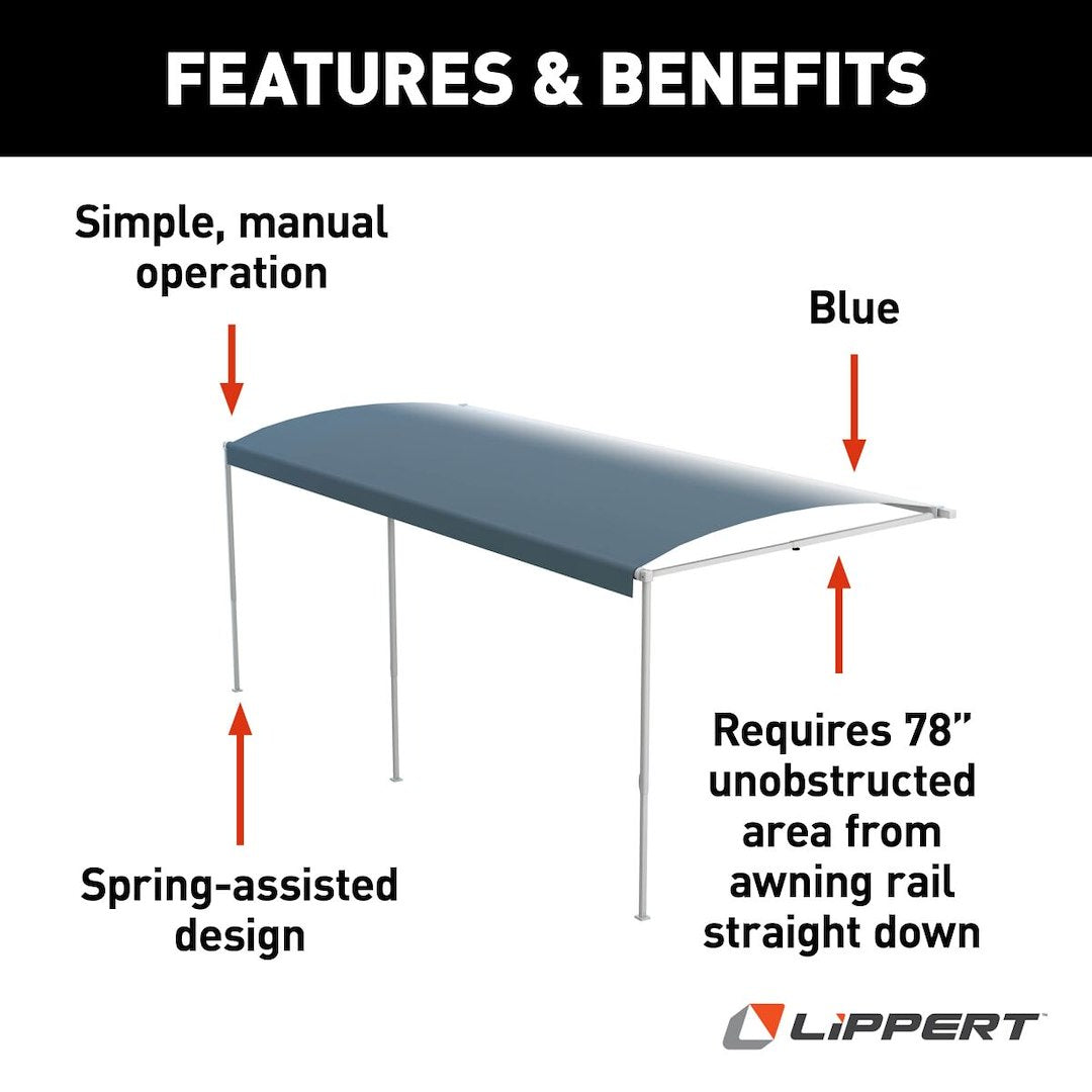 Product of Lippert Components V000334865 RV Patio Spring Assisted Awning , Blue Fade