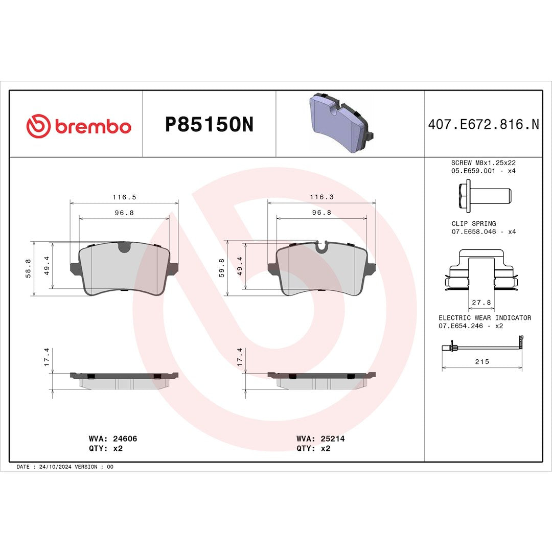 Brembo P85150n Brake Pad||p85150n_Drw.Jpg||91||brmp85150n||1754467