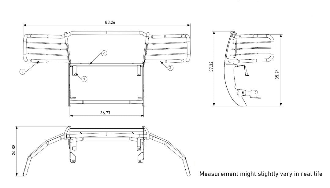 Product of Black Horse Offroad 17GT26MA-PLFB Grille Guard