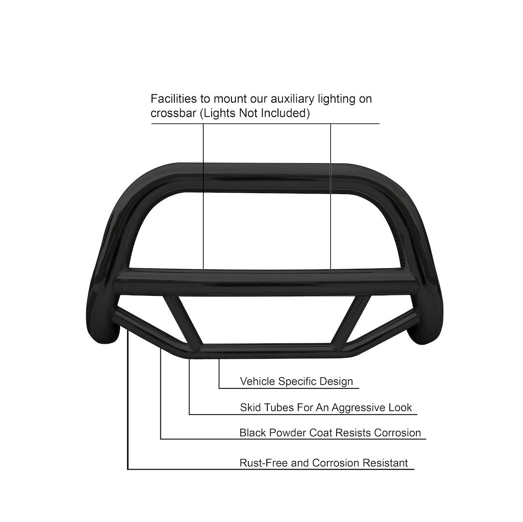 Product of Black Horse Offroad MBB-TOB4401 Bull Bar Black Powder Coated 2-1/2 Inch No with skid plate