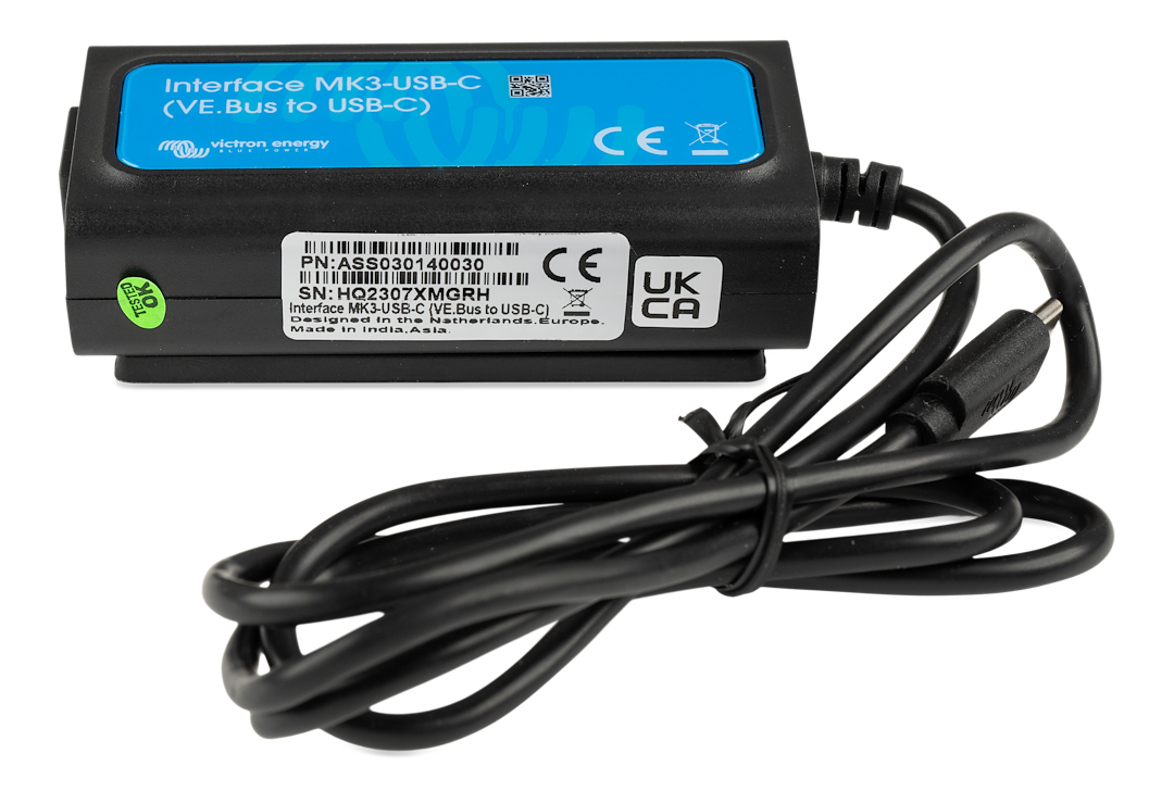 Victron Energy Ass030140030 Power Inverter/ Battery Charger Interface Cable||ass030140030_Interface Mk3-Usb-C (Ve.Bus To Usb-C) (Front).Png||86||vics030140030||2122546