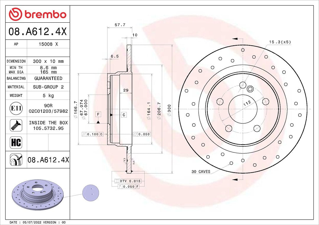 Brembo 08a6124xc02 Brake Rotor||08a6124xc02.Jpg||85||brm08a6124x||1684135