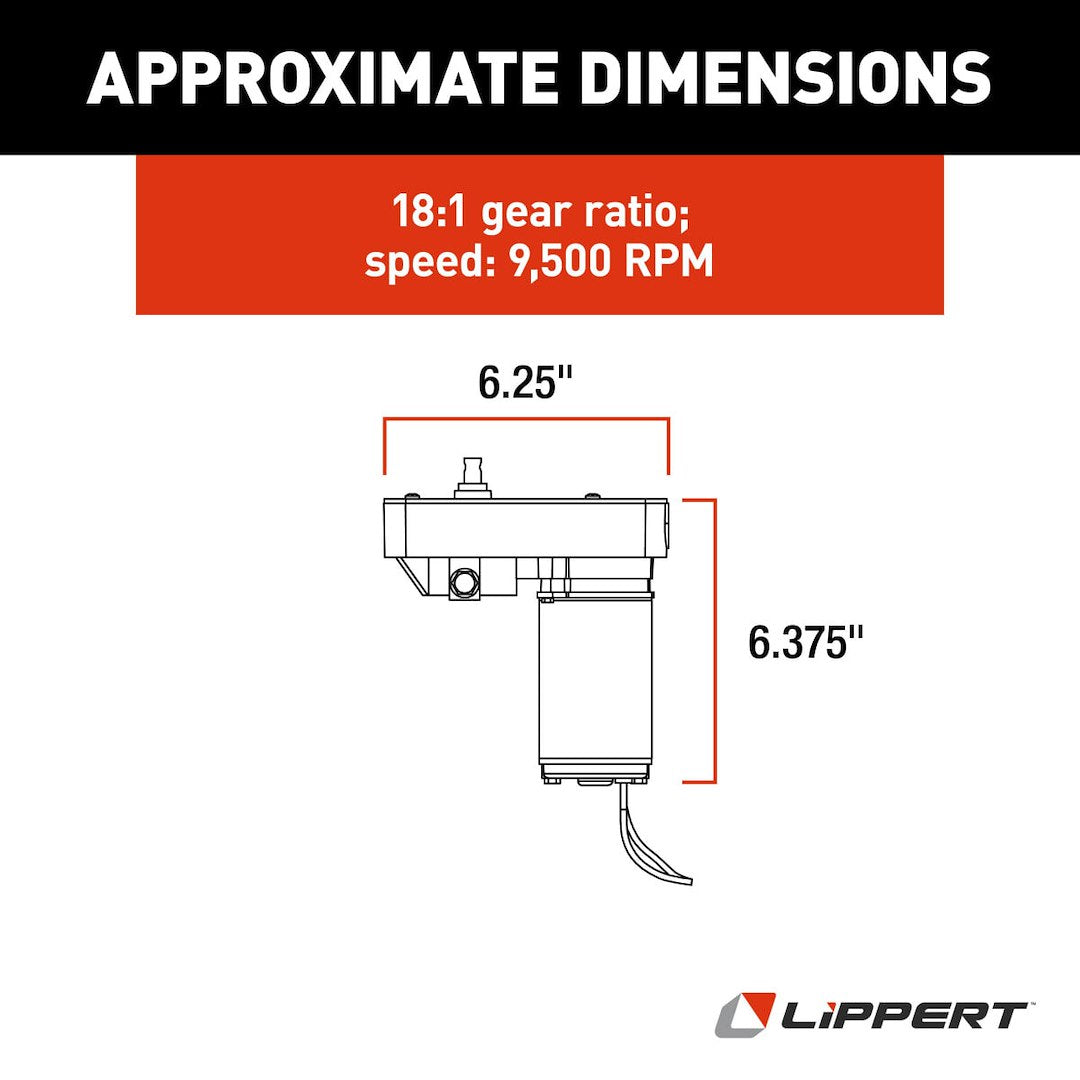 Product of Lippert Components 132682 1/2 Horsepower Lippert 2 X 2 And 2.5 X 2.5 Electric Through Frame Slide Outs Slide Out Motor