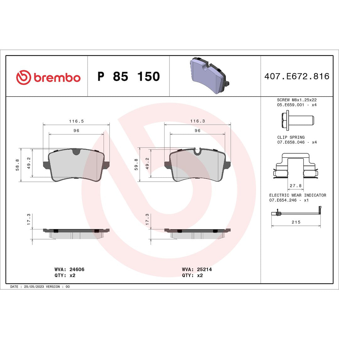 Brembo P85150 Brake Pad||p85150_Drw.Jpg||87||brmp85150||1754463